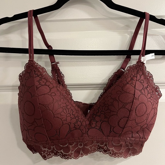 Nwt Aerie Real Happy  Women's Black CANDY Lace WIRELESS  Bra Size 34C - Picture 2 of 6